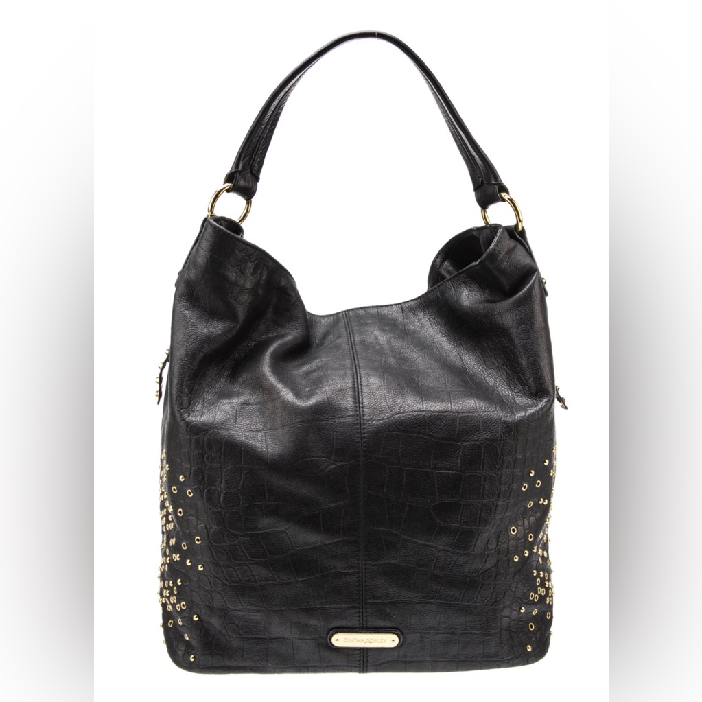 Cynthia Rowley || Studded Brown Croc Genuine Leather Hobo Bag. Sz. Os